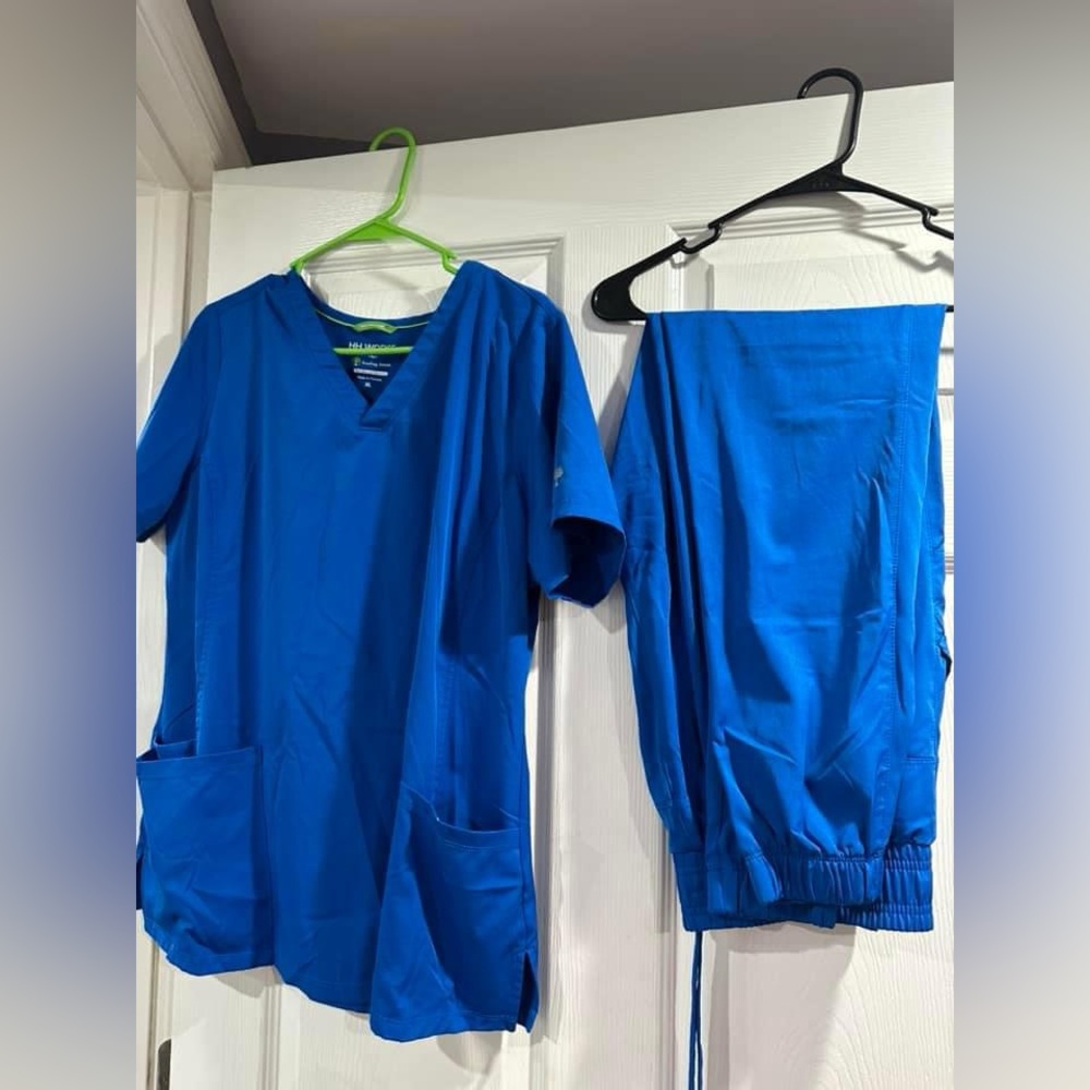 Royal Blue Healing Hands Scrub Set